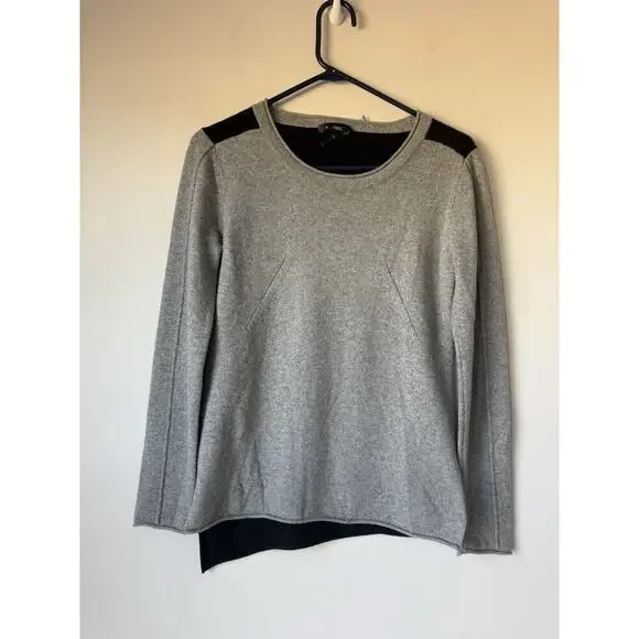 S - FREE 100% CASHMERE SWEATER Womens sz S GRAY Black Great Condition - Picture 2 of 8